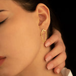 925 Sterling Silver Figaro Chain Triangle Stud Earring,