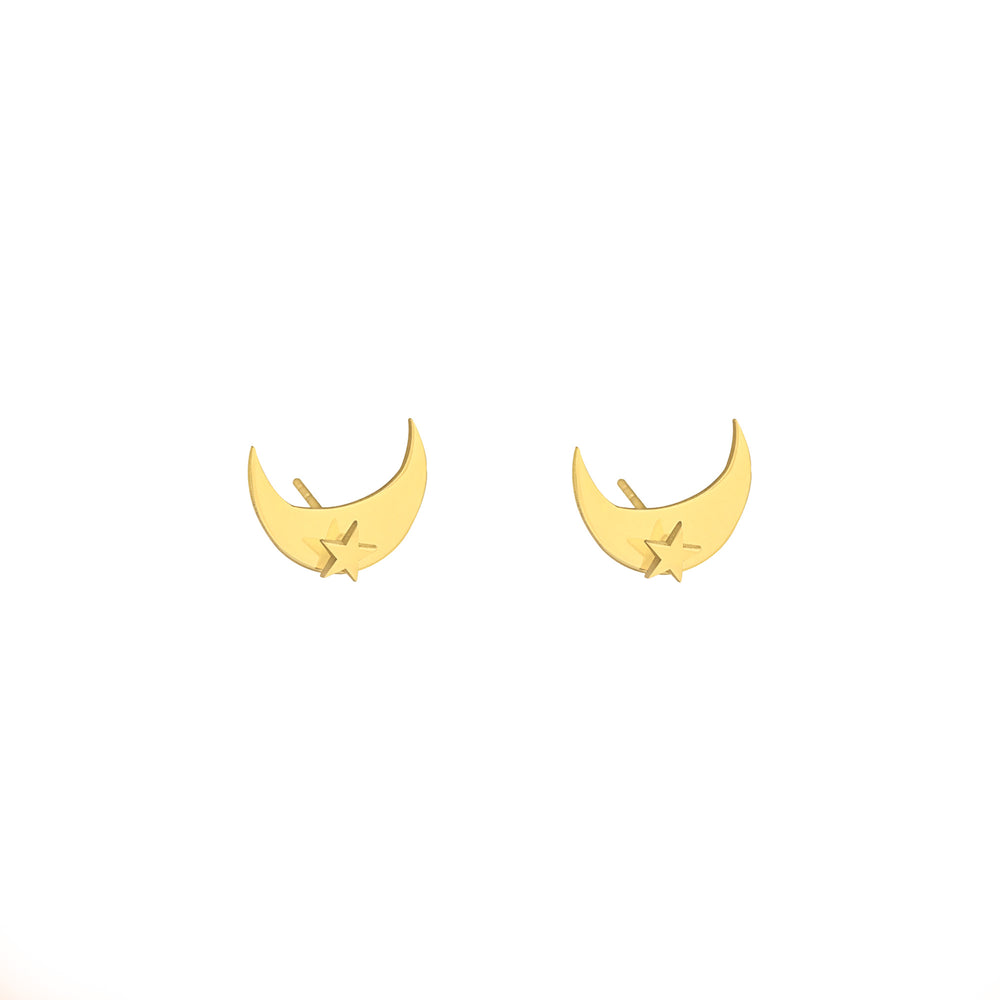 925 Sterling Silver Hi̇lal Şekli̇nde Ear Jacket Star Earrings
