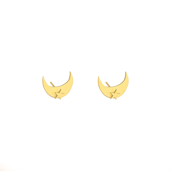 925 Sterling Silver Hi̇lal Şekli̇nde Ear Jacket Star Earrings