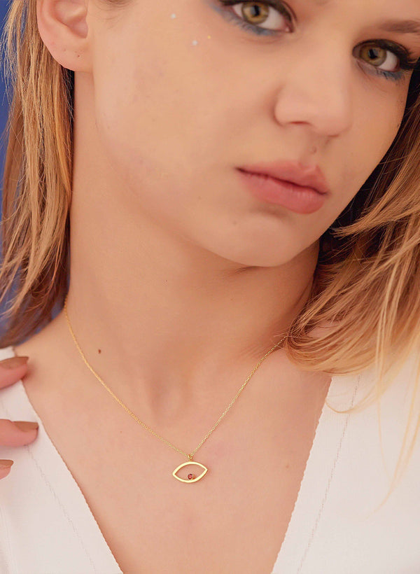 925 Sterling Silver Eye Necklace With Birthstone
