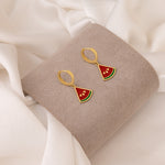 925 Sterling Silver Watermelon Hoop Earrings