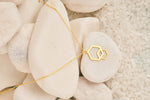 925 Sterling Silver Unique Gold Double Hexagon Necklace