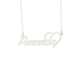 925 Sterling Silver Name With Heart Necklace