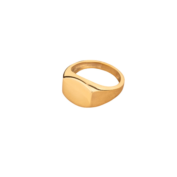 925 Sterling Silver Domed Rectangle Bar Signet Ring