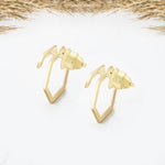 925 Sterling Silver Hexagon Ear Jacket Earrings
