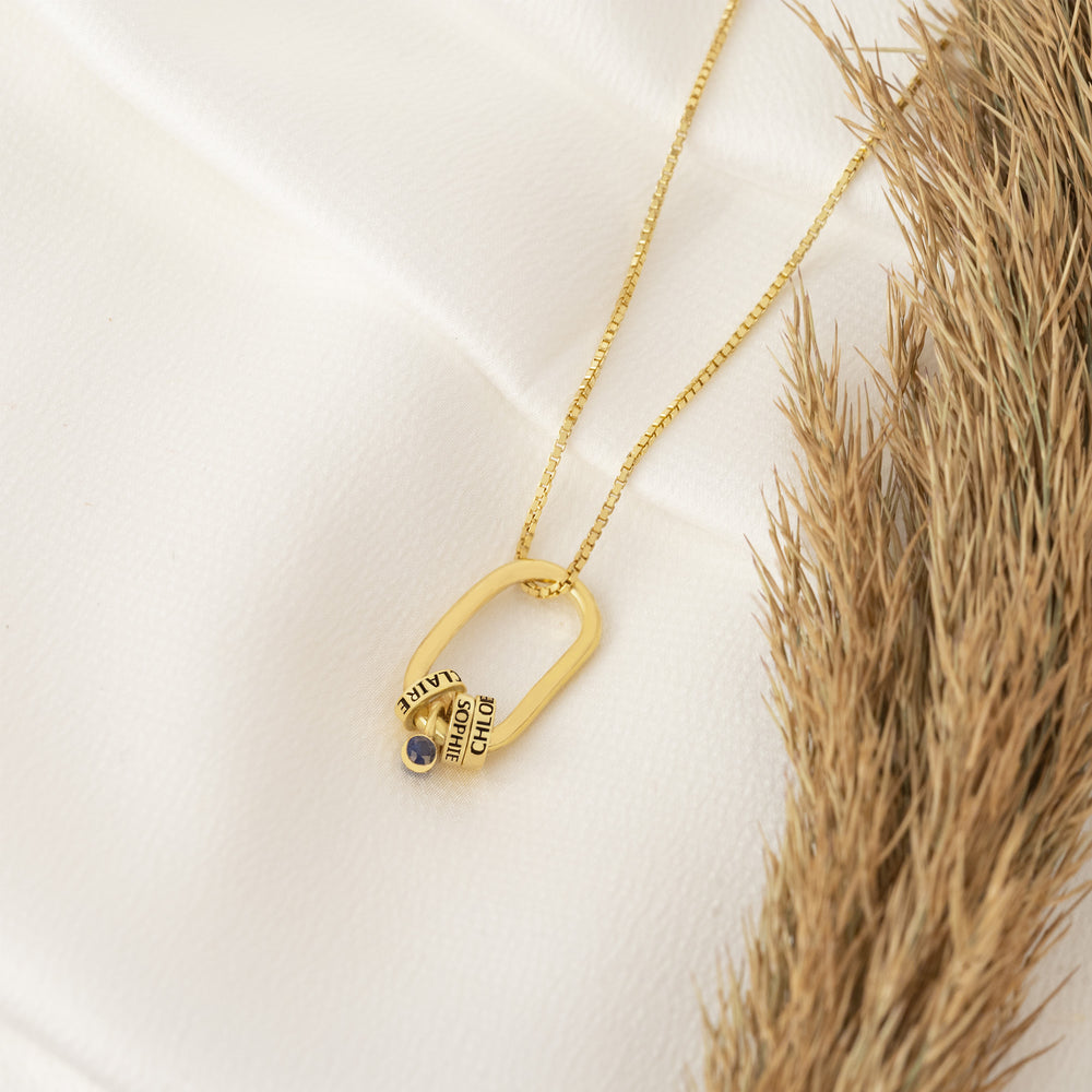925 Sterling Silver Unique Paperclip Necklace With Birthstone