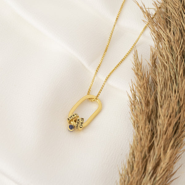 925 Sterling Silver Unique Paperclip Necklace With Birthstone