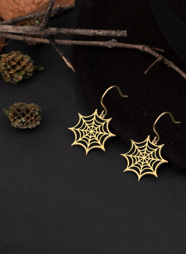 925 Sterling Silver Spider Web Earrings