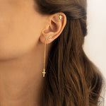 925 Sterling Silver Threader Cross Dangle Earring