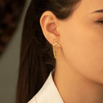 925 Sterling Silver Figaro Chain Triangle Stud Earring,