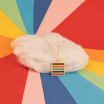 925 Sterling Silver Square Pride Flag Necklace