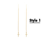 925 Sterling Silver Threader Cross Dangle Earring