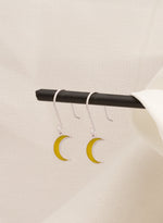 925 Sterling Silver Enamel Dainty Moon Earring