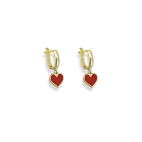 925 Sterling Silver Red Heart Earring 398