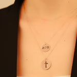925 Sterling Silver Three Layer Couple Initials Necklace