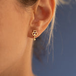 925 Sterling Silver Birth Stone Key Earrings