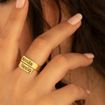 925 Sterling Silver İki Personalized Custom Name Kıvrımlı Ring