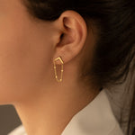 925 Sterling Silver Figaro Chain Triangle Stud Earring,