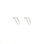 925 Sterling Silver 14K Solid Gold Geometric Vertical Rectangle Stud Earrings