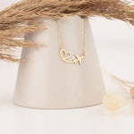 925 Sterling Silver Heart Uçak Necklace