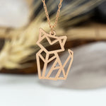 925 Sterling Silver Origami Cat Gold Necklace