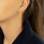 925 Sterling Silver Tiny Star Diamond Threader Earrings(Zi̇nci̇ri̇ Cs40090)