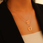 925 Sterling Silver Three Layer Couple Initials Necklace