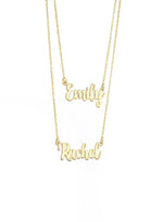 925 Sterling Silver Personalized Double Name Double Chain Necklace