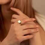 925 Sterling Silver Domed Rectangle Bar Signet Ring