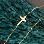 925 Sterling Silver Sideways Tiny Cross Necklace