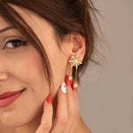 925 Sterling Silver Two Dangling Spider From Web Stud Earrings