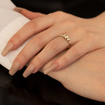 925 Sterling Silver Üç Top Ring Kenari Yanlar Solitaire