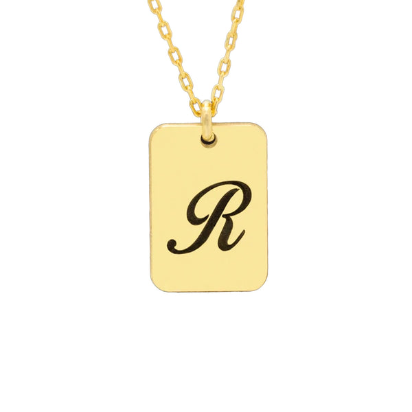 925 Sterling Silver Personalised Initial Tag Necklace