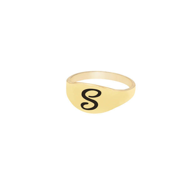 925 Sterling Silver BaşInitial Ring