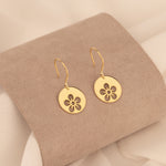 925 Sterling Silver 14K Solid Gold Daisy Dangle Earrings