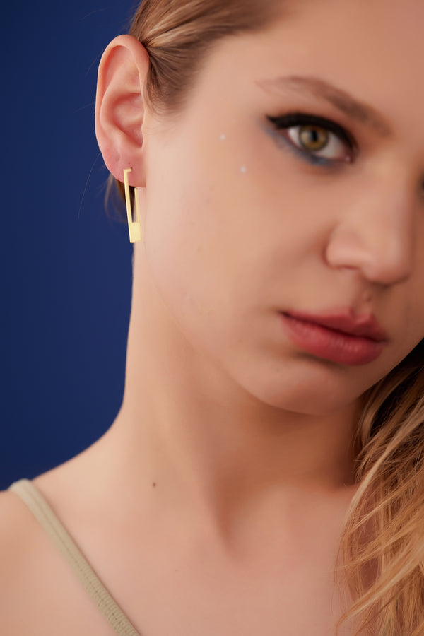 925 Sterling Silver Modern Rectangle Bar Earrings