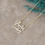 925 Sterling Silver Two Name Necklace With Heart