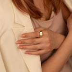 925 Sterling Silver Domed Rectangle Bar Signet Ring