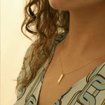 925 Sterling Silver Personalized Tiny Bar Tag Necklace With Birthstone