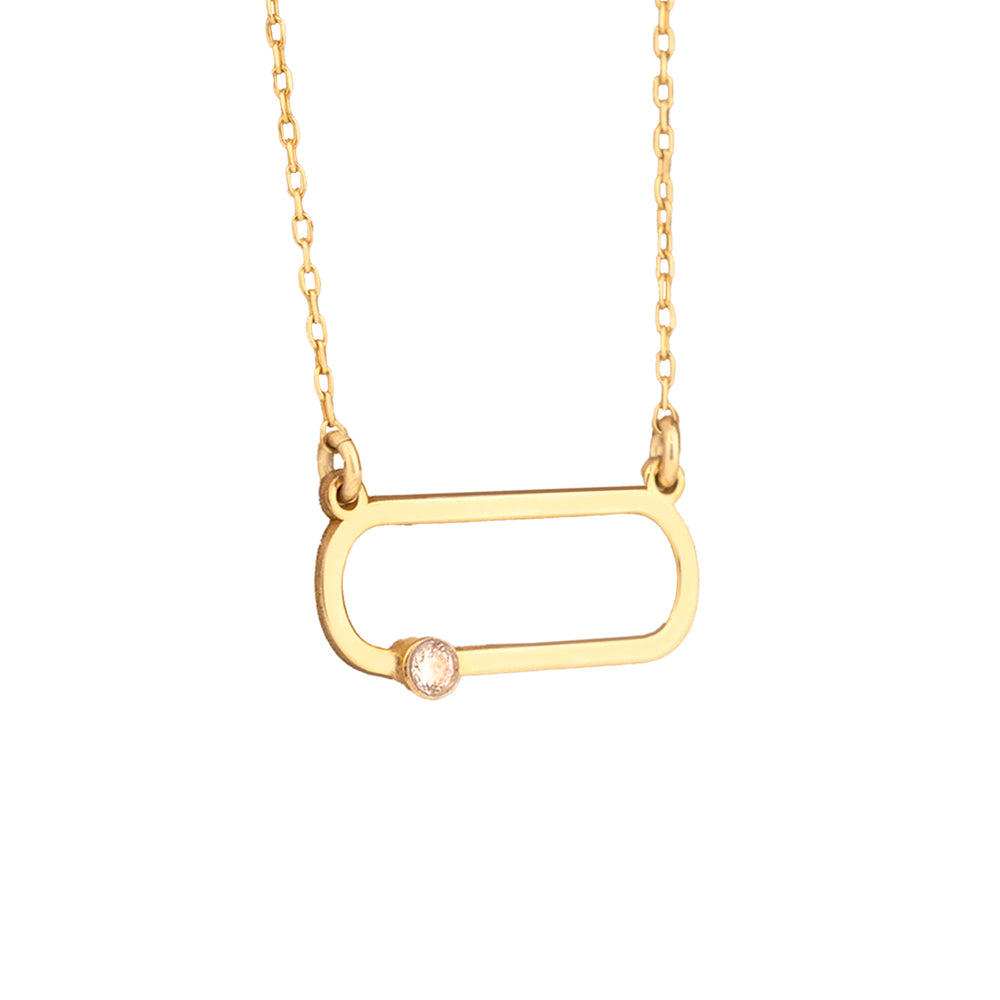 925 Sterling Silver Birthstone Rectangle Necklace