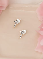 925 Sterling Silver Black Cross Studs