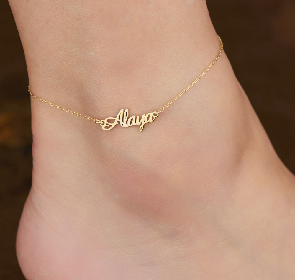 925 Sterling Silver Custom Name Anklet Bracelet