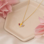 925 Sterling Silver 3 Leaf Lotus Necklace