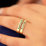 925 Sterling Silver Adjustable Two Name Ring