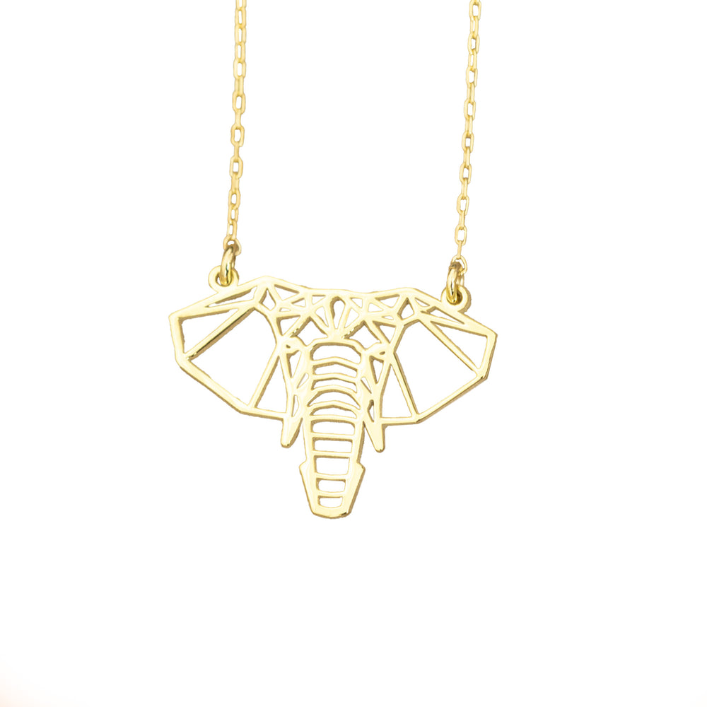 925 Sterling Silver Elephant Origami Necklace
