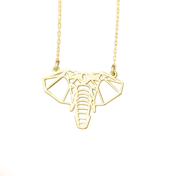 925 Sterling Silver Elephant Origami Necklace