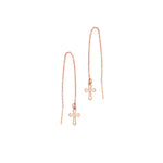 925 Sterling Silver Threader Hollow Cross Dangle Earring