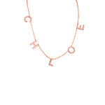 925 Sterling Silver Personalised Initial Diamond Name Necklace (Halley)