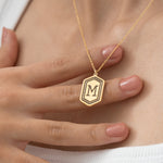 925 Sterling Silver Hexagon Initial Necklace