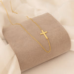 925 Sterling Silver Sideways Tiny Cross Necklace